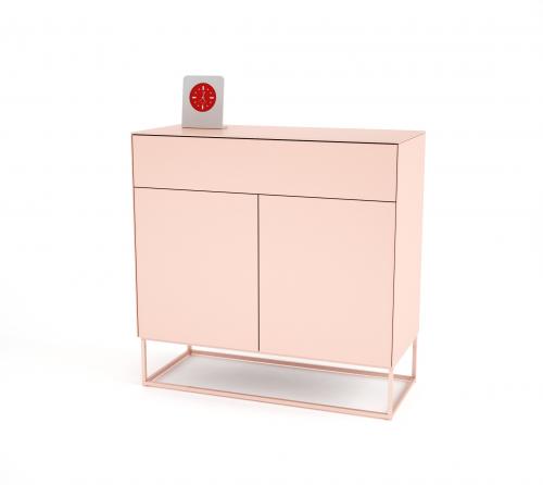 Commode glas rosa