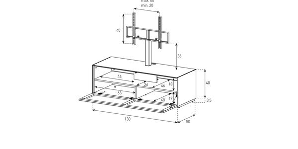 Meuble TV Sonorous Elements EX11-TS-2 Abattant tissu