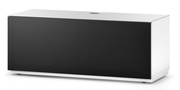 Meuble TV Sonorous Lowboard Studio sta110t-wht-blk-bs Blanc, façade en tissu Noir Acoustique