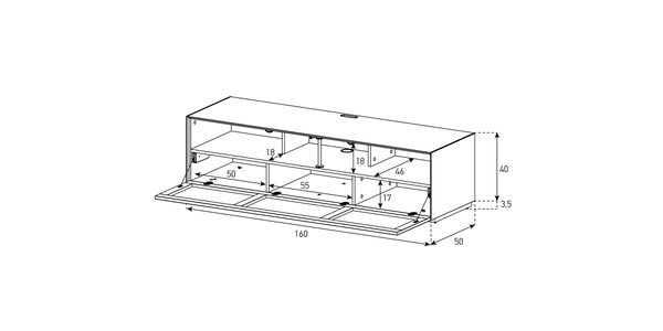 Meuble TV Sonorous Elements EX30-TS-2 Abattant tissu