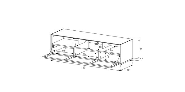 Meuble TV Sonorous Elements EX32-TS-2 Abattant tissu