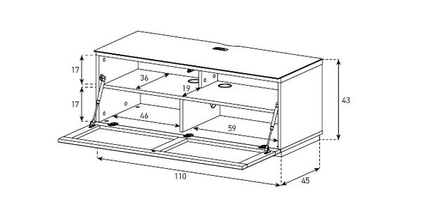 Meuble TV Sonorous Lowboard Studio sta110t-wht-blk-bs Blanc, façade en tissu Noir Acoustique