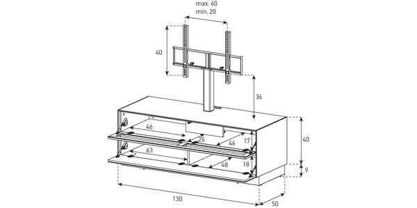 Meuble TV Sonorous Lowboard Elements EX261-DD/TF/FD-GRP-8, Graphite