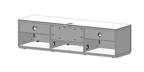 Meuble TV Sonorous Lowboard Studio 160f-blk-oak-bs, Chêne-Noir