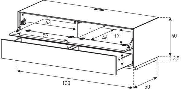 Meuble TV Sonorous  EX10-FD-GRP-GRP-2-A Abattant / Tiroir