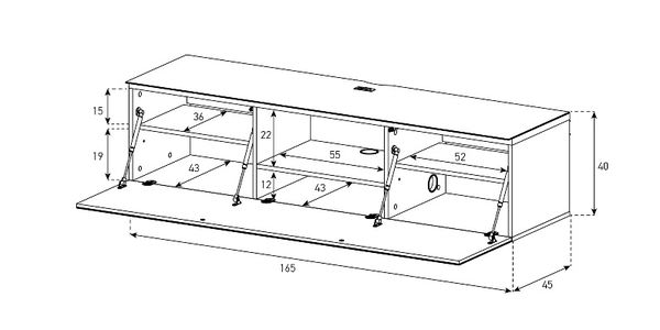 Meuble TV Mural Sonorous Studio STA160F-WL, L=165 cm