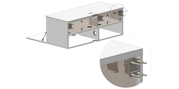 Meuble TV Mural Sonorous Studio STA160F-WL, L=165 cm
