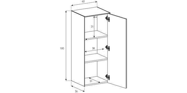 Parois Murale Sonorous ED70 HxLxP=100x40x36 cm