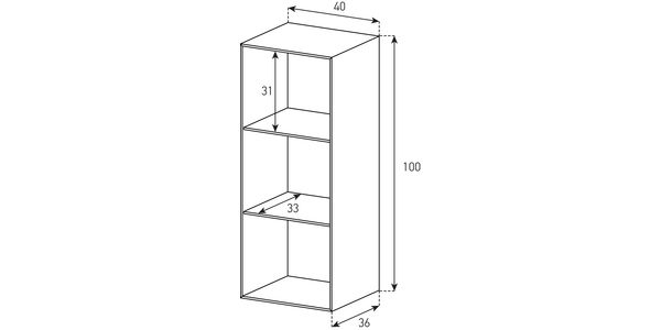 OP70, Etagère ouverte avec paroi arrière, HxLxP=100x40x36 cm