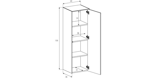 Parois Murale Sonorous ED80 HxLxP=130x40x36 cm