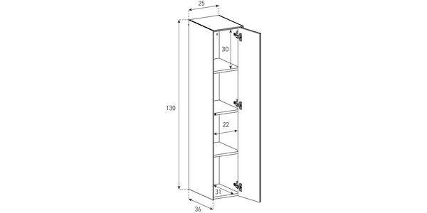 Parois Murale Sonorous ED85 HxLxP=130x25x36 cm