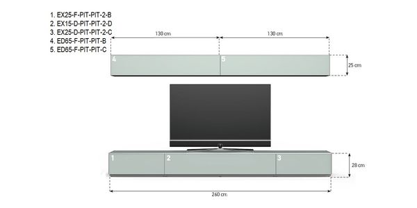 Combinaison Meuble TV Paroi Sonorous Elements Lowboard LC4