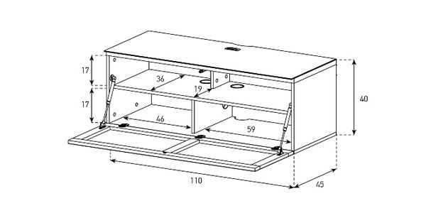 Meuble TV Mural Sonorous Studio STA110T-WL, L=165 cm, Tissu Acoustique