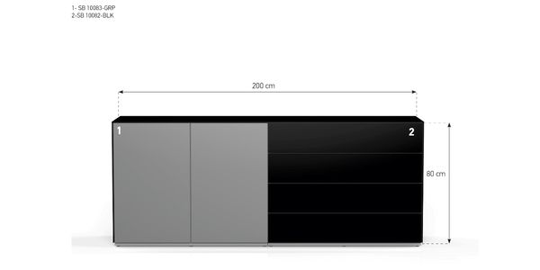 Buffet Sonorous Elements, Combinaison Sideboard SB-K14,B=200cm / H=83.5cm_DIM