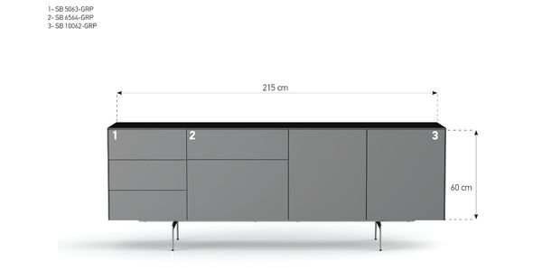 Buffet Sonorous Elements, Combinaison Sideboard SB-K15, B=215cm / H=80cm