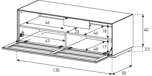 Meuble TV Sonorous Elements EX12-TS-BLK-BLK-2-A Abattant tissu acoustique