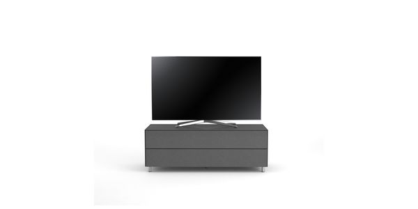 Meuble TV Design 130 cm Epure SINGLE TIDY L Verre Graphite Scintillant
