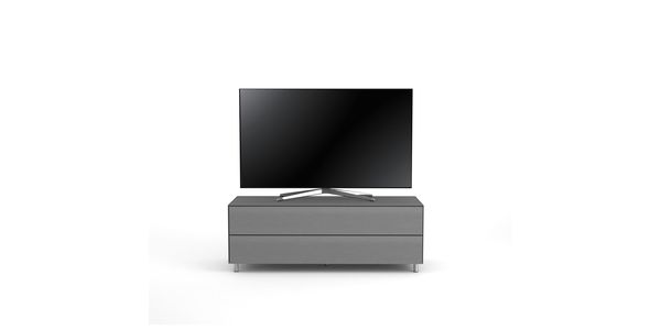 Meuble TV Design 130 cm Epure SINGLE TIDY L Verre Graphite Mat Satiné