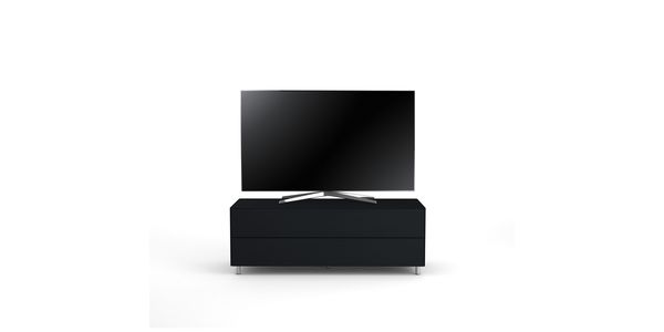 Meuble TV Design 130 cm Epure SINGLE TIDY L Verre Noir Mat Satiné