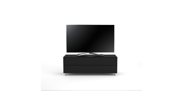 Meuble TV Design 130 cm Epure SINGLE TIDY L Verre Noir
