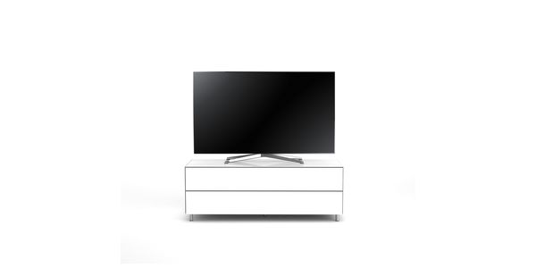 Meuble TV Design 130 cm Epure SINGLE TIDY L Verre Blanc