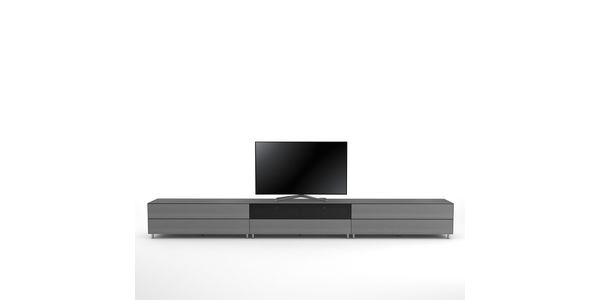 Meuble TV Design 390 cm Epure SALON SOUND K4 Verre Graphite Mat Satiné