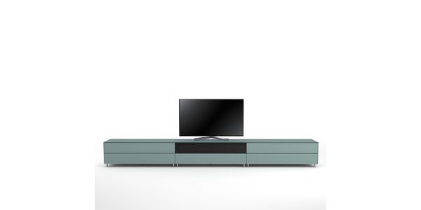 Meuble TV Design 390 cm Epure SALON SOUND K4 Verre Bleu Nordic Mat Satiné