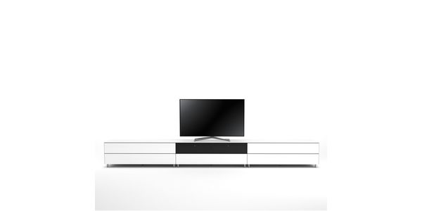 Meuble TV Design 390 cm Epure SALON SOUND K4 Verre Blanc
