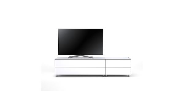 Meuble TV Design 195 cm Epure LOFT K1 Verre Blanc Mat Satiné