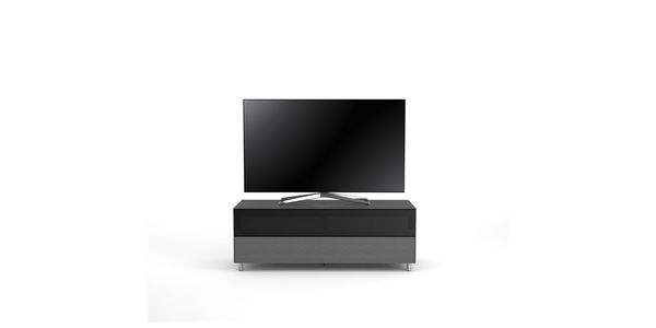 Meuble TV Design 130 cm Epure SINGLE SOUND L Verre Graphite Scintillant