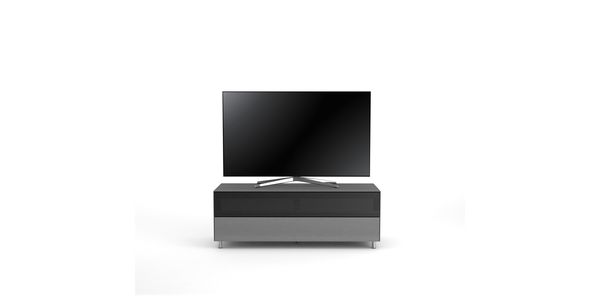 Meuble TV Design 130 cm Epure SINGLE SOUND L Verre Graphite Mat Satiné