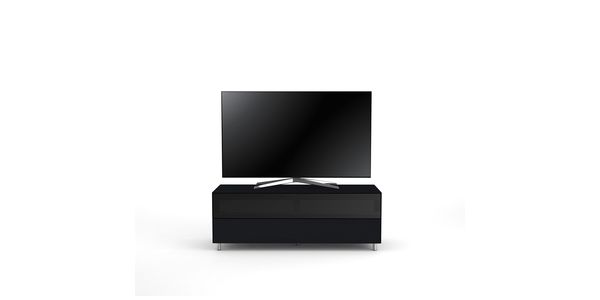 Meuble TV Design 130 cm Epure SINGLE SOUND L Verre Noir Mat Satiné