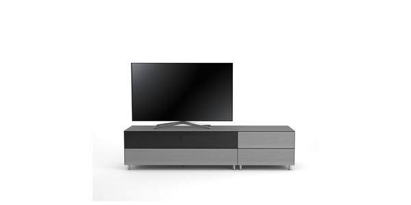 Meuble TV Design 195 cm Epure LOFT SOUND K1 Verre Graphite Mat Satiné