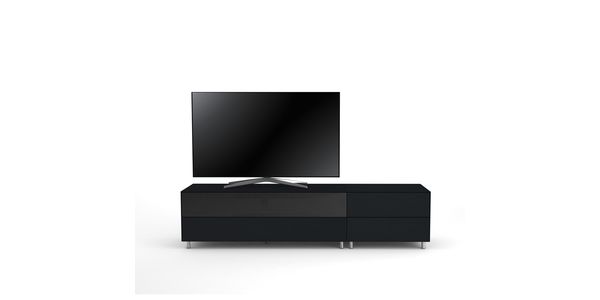 Meuble TV Design 195 cm Epure LOFT SOUND K1 Verre Noir Mat Satiné