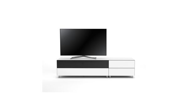 Meuble TV Design 195 cm Epure LOFT SOUND K1 Verre Blanc