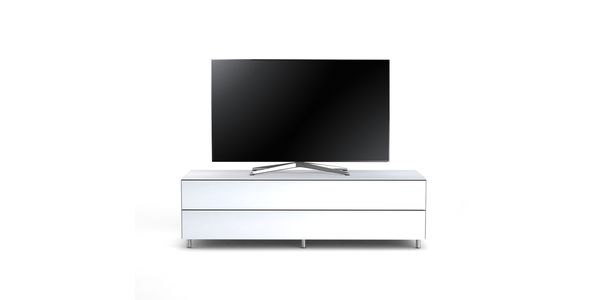 TV Lowboard Epure SINGLE TIDY XL Weissglas Satiniertes