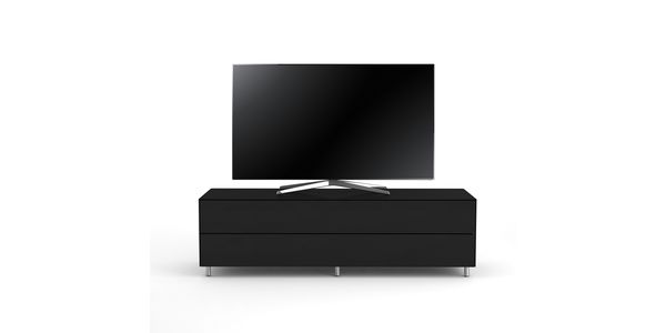 Meuble TV Design 160 cm Epure SINGLE TIDY XL Verre Noir