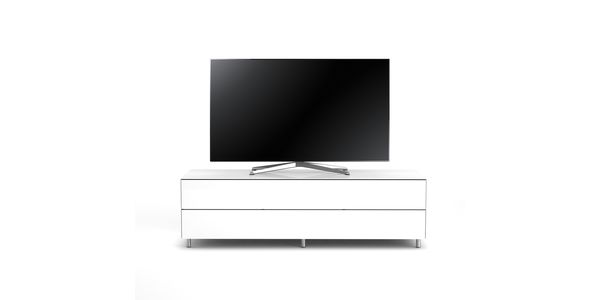 Meuble TV Design 160 cm Epure SINGLE TIDY XL Verre Blanc