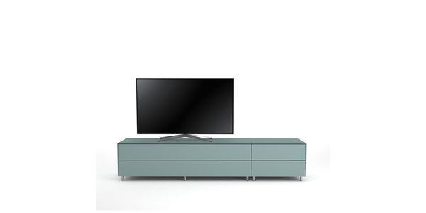 Meuble TV Design 225 cm Epure LOFT K2 Verre Bleu Nordic Mat Satiné