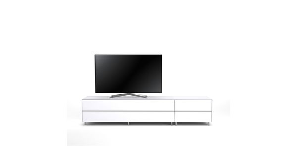 Meuble TV Design 225 cm Epure LOFT K2 Verre Blanc Mat Satiné