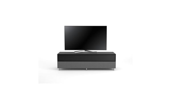 Meuble TV Design 160 cm Epure SINGLE SOUND XL Verre Graphite Scintillant