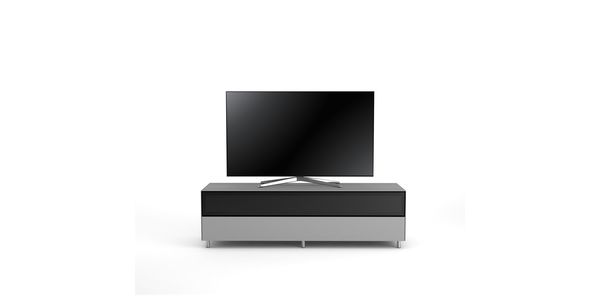 Meuble TV Design 160 cm Epure SINGLE SOUND XL Verre Graphite Mat Satiné