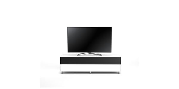 Meuble TV Design 160 cm Epure SINGLE SOUND XL Verre Blanc