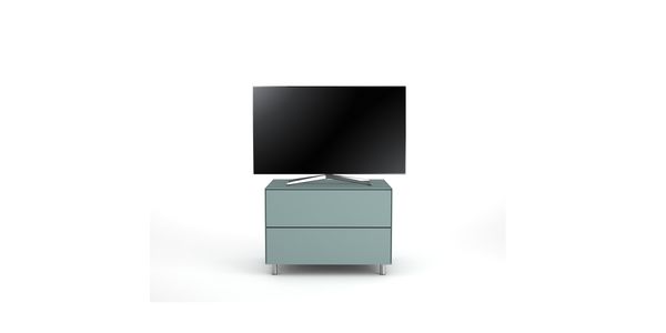 Meuble TV Design 65 cm Epure PRATIK Verre Bleu Nordic Mat Satiné