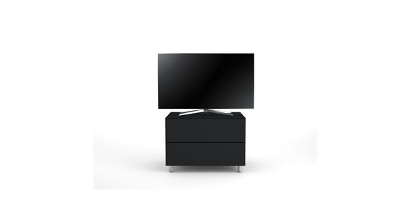 Meuble TV Design 65 cm Epure PRATIK Verre Noir Mat Satiné