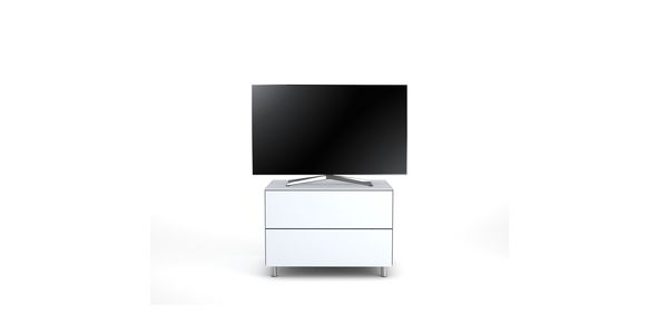 Meuble TV Design 65 cm Epure PRATIK Verre Blanc Mat Satiné