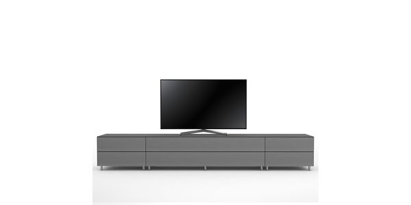 Meuble TV Design 290 cm Epure SALON K2 Verre Graphite Mat Satiné
