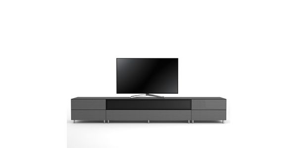 Meuble TV Design 290 cm Epure SALON SOUND K3 Verre Graphite Scintillant