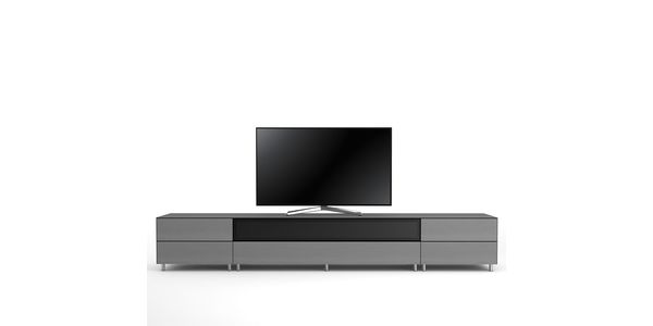 Meuble TV Design 290 cm Epure SALON SOUND K3 Verre Graphite Mat Satiné