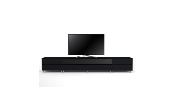 Meuble TV Design 290 cm Epure SALON SOUND K3 Verre Noir Mat Satiné